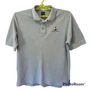 POWDER blue Pebble Beach 1919 polo golf shirt, large, gear for sports, buttons